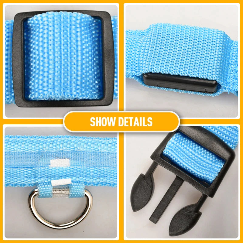 LED Adjustable Dog Collar with Blinking Light for Enhanced Pet Safety - Waterproof Design