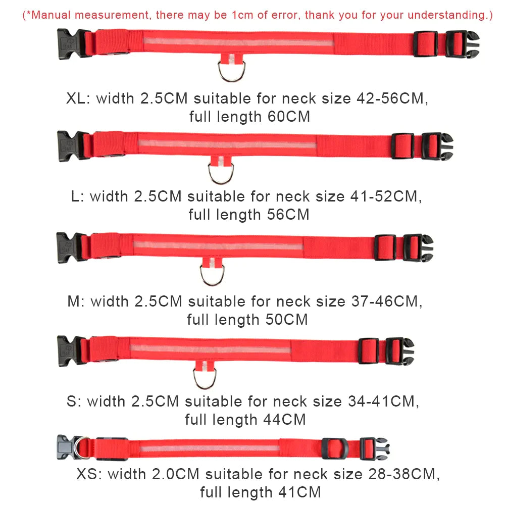 LED Adjustable Dog Collar with Blinking Light for Enhanced Pet Safety - Waterproof Design